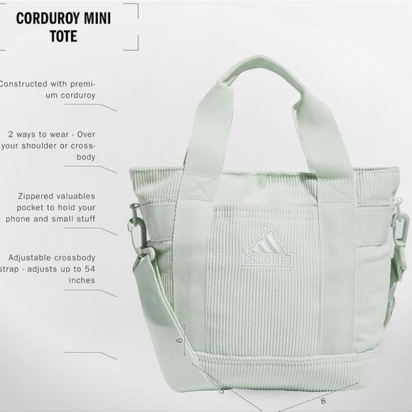 Adidas Corduroy Mini Tote Bag- Linen Green - Picture 3 of 11